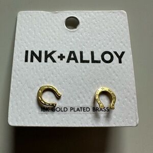 Ink + Alloy Horseshoe Earrings 18k Gold Platted Brass